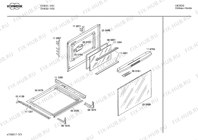 Взрыв-схема плиты (духовки) Vorwerk EH631 HE1VWA1 - Схема узла 03