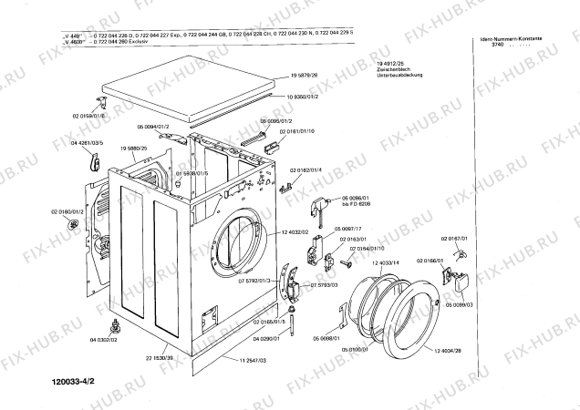 Взрыв-схема стиральной машины Bosch 0722044228 V449 - Схема узла 02