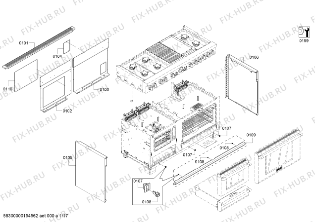 Схема №4 PRD606RCSG, Thermador с изображением Консоль для плиты (духовки) Bosch 11015380