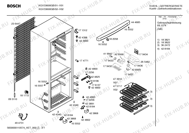 Схема №1 KGV36600GB с изображением Инструкция по эксплуатации для холодильной камеры Bosch 00691274