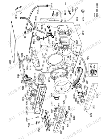 Схема №1 AWG 308 с изображением Уплотнитель (прокладка) для стиралки Whirlpool 481253248051