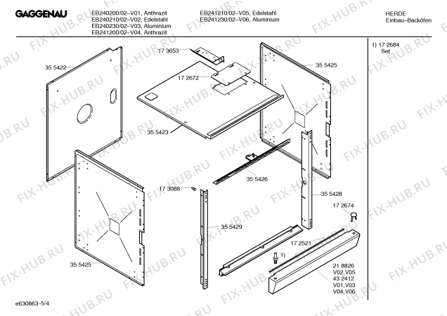 Взрыв-схема плиты (духовки) Gaggenau EB240210 - Схема узла 04