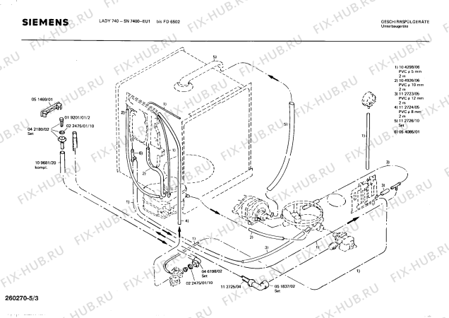 Взрыв-схема посудомоечной машины Siemens SN7400 - Схема узла 03