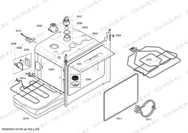 Взрыв-схема плиты (духовки) Bosch HBN565651 - Схема узла 03