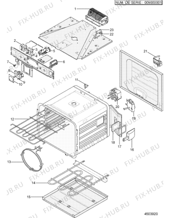 Взрыв-схема плиты (духовки) Indesit FI624A (F021945) - Схема узла