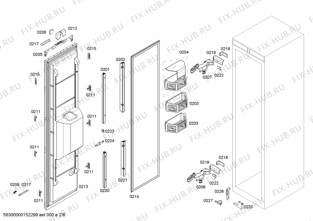 Взрыв-схема холодильника Siemens FI24DP31 - Схема узла 02