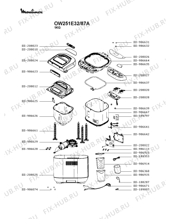 Схема №1 OW251E32/87A с изображением Элемент корпуса для хлебопечи Moulinex SS-208027