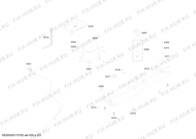 Взрыв-схема холодильника Bosch KDN26BL111 REF BOSCH ECO-TT263 IXL 220V/60HZ - Схема узла 03