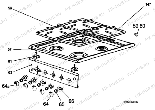 Взрыв-схема плиты (духовки) Electrolux EKK5013 - Схема узла Section 4