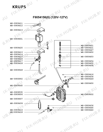 Взрыв-схема кофеварки (кофемашины) Krups F9054156(0) - Схема узла AP001876.6P5