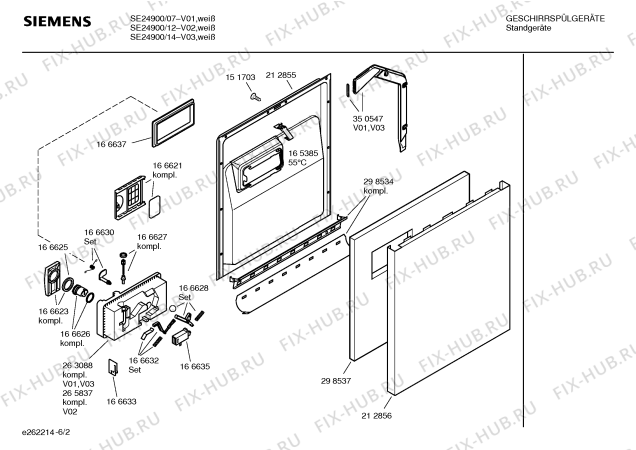 Схема №3 SE24202EU с изображением Передняя панель для посудомойки Siemens 00352121