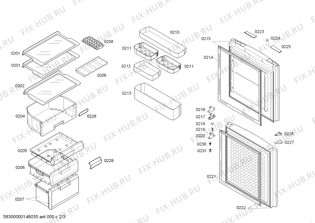 Схема №2 KK21V1190W с изображением Крышка для холодильника Siemens 00652488