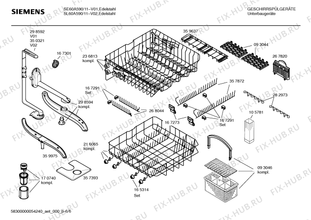 Взрыв-схема посудомоечной машины Siemens SL60A590 Hisense - Схема узла 06