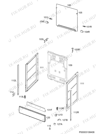 Взрыв-схема плиты (духовки) Electrolux EKG51105OX - Схема узла Housing 001