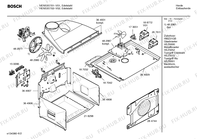 Взрыв-схема плиты (духовки) Bosch HEN5357 - Схема узла 02