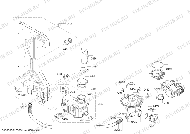 Взрыв-схема посудомоечной машины Siemens SX63D001EU - Схема узла 04