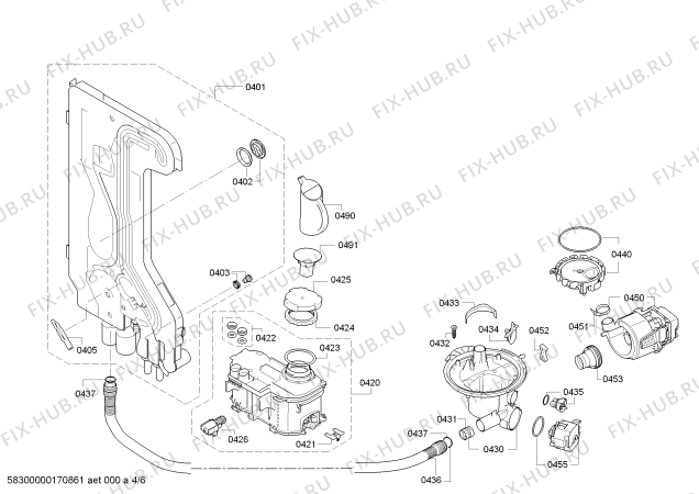 Взрыв-схема посудомоечной машины Bosch SMV40D40EU Silence - Схема узла 04