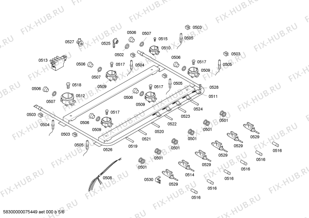 Взрыв-схема плиты (духовки) Bosch HSK14K22NF P2 BCO PS 76 GN 220V - Схема узла 05