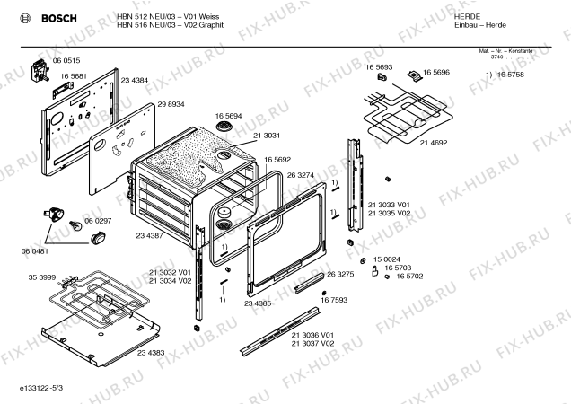 Схема №1 HBN516NEU с изображением Панель управления для духового шкафа Bosch 00355470