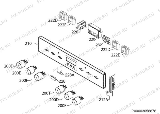 Взрыв-схема плиты (духовки) Electrolux EOO3410AAX - Схема узла Command panel 037
