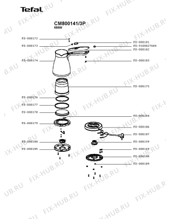 Схема №1 CM800141/3P с изображением Корпусная деталь для электрочайника Tefal FS-000174