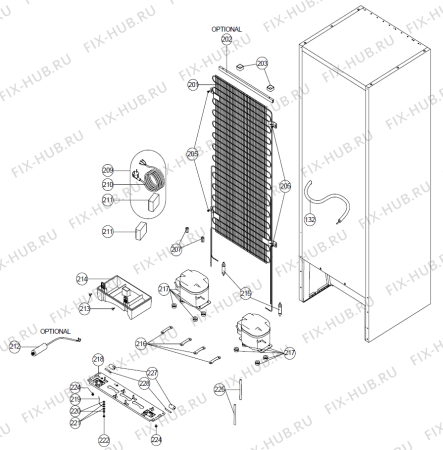 Взрыв-схема холодильника Upo RF121 (377402, HZS35664) - Схема узла 04