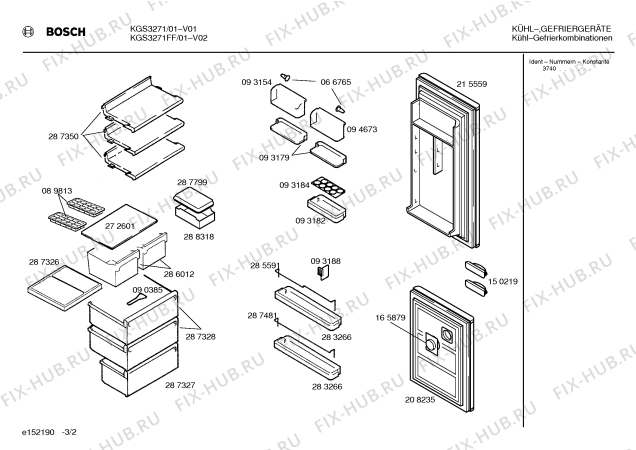 Взрыв-схема холодильника Bosch KGS3271FF - Схема узла 02