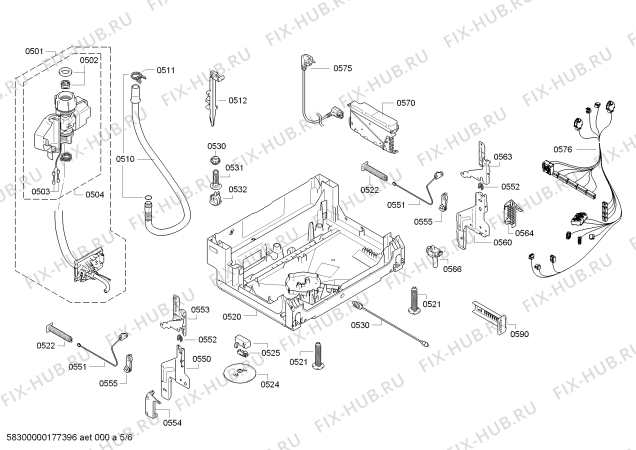 Взрыв-схема посудомоечной машины Siemens SN66T056RU - Схема узла 05