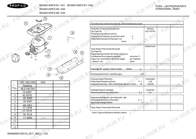 Схема №1 BD4601ANFE с изображением Инструкция по эксплуатации для холодильника Bosch 00587671