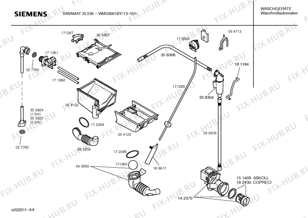 Схема №1 WM53661BY SIWAMAT XL536 с изображением Инструкция по установке и эксплуатации для стиральной машины Siemens 00583314