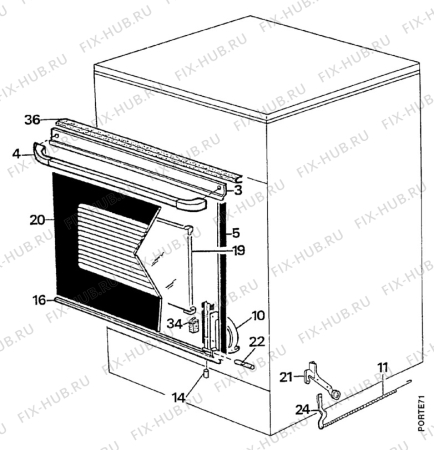 Взрыв-схема плиты (духовки) Faure CCG409-1 - Схема узла Door 003