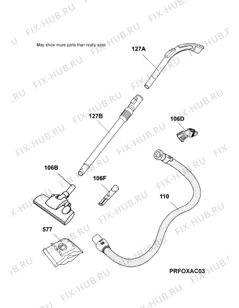 Взрыв-схема пылесоса Aeg AVQ2125 - Схема узла Accessories