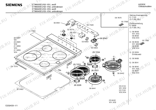 Схема №1 ET96620EU с изображением Стеклокерамика для электропечи Siemens 00213858