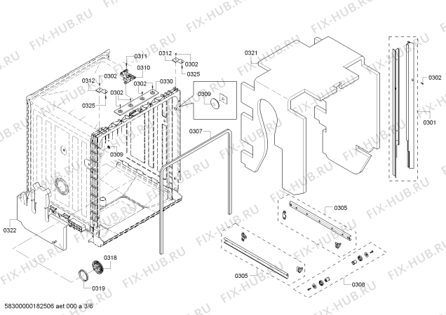 Взрыв-схема посудомоечной машины Bosch SHV4AT53UC Silence 49dBA - Схема узла 03