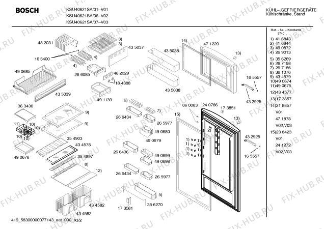 Схема №1 KSU40621SA с изображением Инструкция по эксплуатации для холодильника Bosch 00587224