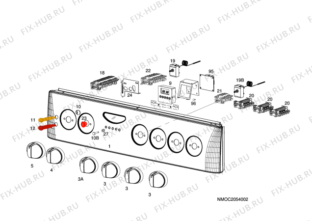 Взрыв-схема плиты (духовки) Rosenlew RML620 - Схема узла H10 Control Panel
