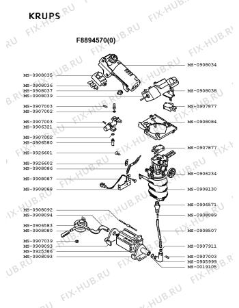 Взрыв-схема кофеварки (кофемашины) Krups F8894570(0) - Схема узла MP001867.0P5