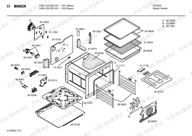 Взрыв-схема плиты (духовки) Bosch HSN230BEU - Схема узла 03