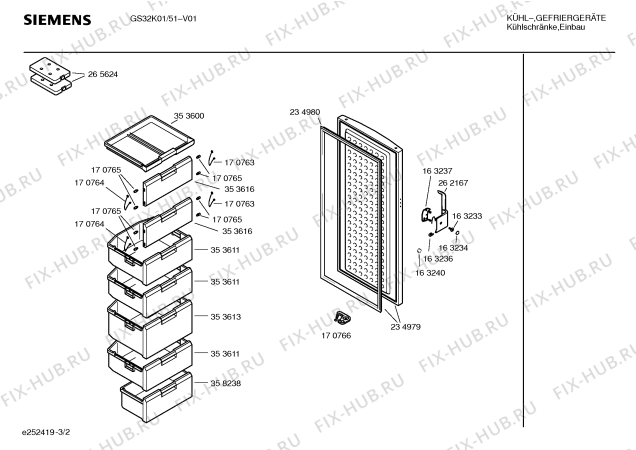 Взрыв-схема холодильника Siemens GS32K01 - Схема узла 02