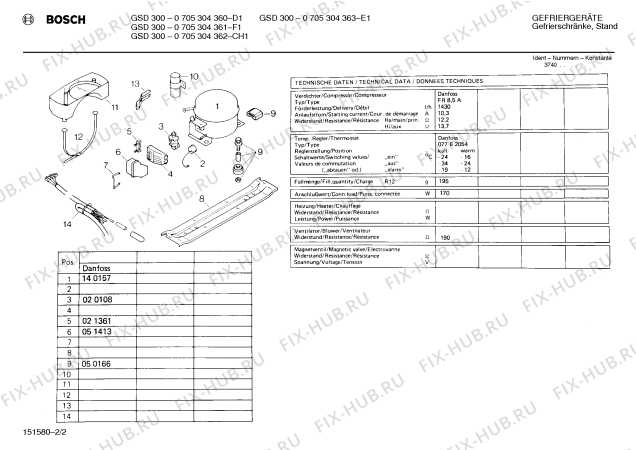 Взрыв-схема холодильника Bosch 0705304361 GSD300 - Схема узла 02