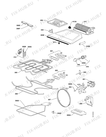 Взрыв-схема плиты (духовки) Electrolux EBSL6TC.4CN - Схема узла Functional parts