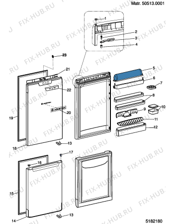 Схема №1 MBL1821Z (F034795) с изображением Дверь для холодильной камеры Indesit C00141288