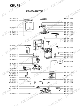 Схема №1 EA8050PN/70J с изображением Плата управления для электрокофеварки Krups MS-5884051