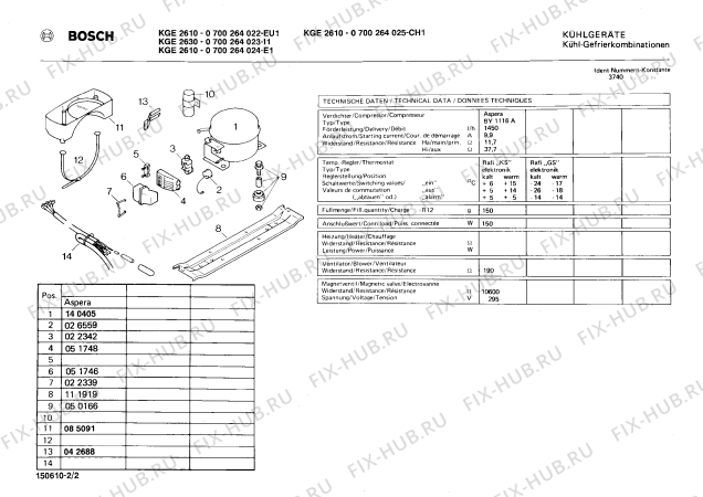 Взрыв-схема холодильника Bosch 0700264023 KGE2630 - Схема узла 02