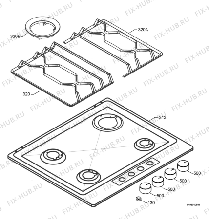 Взрыв-схема плиты (духовки) Aeg Electrolux 65754G-M - Схема узла Hob 271