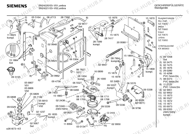 Схема №1 SN24221 с изображением Панель для посудомойки Siemens 00289689