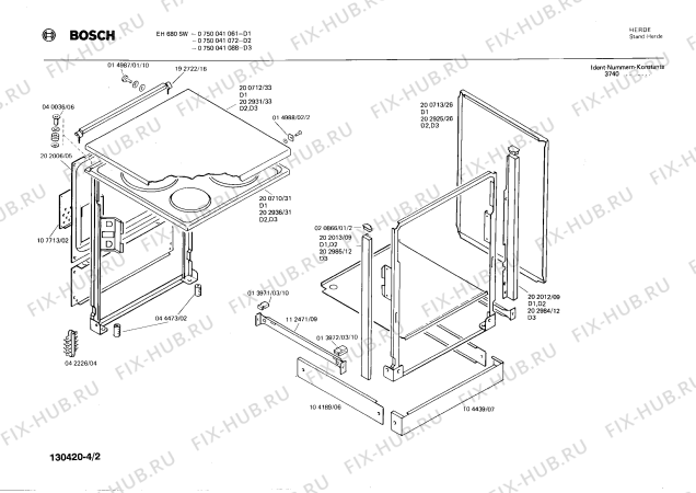 Взрыв-схема плиты (духовки) Bosch 0750041072 EH680SW - Схема узла 02