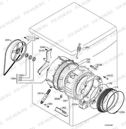 Взрыв-схема стиральной машины Elektro Helios TF1236E - Схема узла Functional parts 267