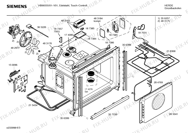 Взрыв-схема плиты (духовки) Siemens HB66555 - Схема узла 03