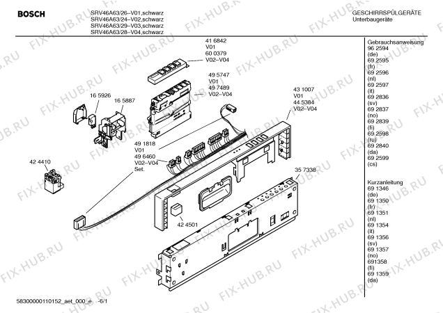 Схема №2 SRV53M03EU с изображением Инструкция по эксплуатации для электропосудомоечной машины Bosch 00692595
